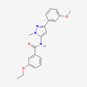 molecular formula C20H21N3O3 B7660442 3-ethoxy-N-[5-(3-methoxyphenyl)-2-methylpyrazol-3-yl]benzamide 