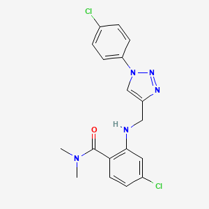 molecular formula C18H17Cl2N5O B7660459 4-chloro-2-[[1-(4-chlorophenyl)triazol-4-yl]methylamino]-N,N-dimethylbenzamide 