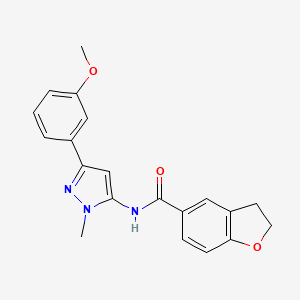 N-[5-(3-methoxyphenyl)-2-methylpyrazol-3-yl]-2,3-dihydro-1-benzofuran-5-carboxamide