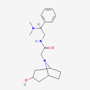 molecular formula C19H29N3O2 B7660611 N-[2-(dimethylamino)-2-phenylethyl]-2-(3-hydroxy-8-azabicyclo[3.2.1]octan-8-yl)acetamide 