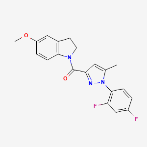 [1-(2,4-Difluorophenyl)-5-methylpyrazol-3-yl]-(5-methoxy-2,3-dihydroindol-1-yl)methanone