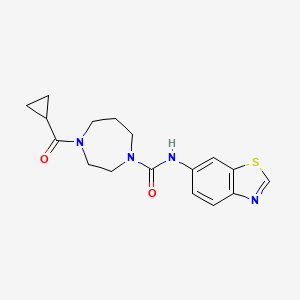 molecular formula C17H20N4O2S B7660701 N-(1,3-benzothiazol-6-yl)-4-(cyclopropanecarbonyl)-1,4-diazepane-1-carboxamide 