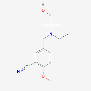 molecular formula C15H22N2O2 B7660749 5-[[Ethyl-(1-hydroxy-2-methylpropan-2-yl)amino]methyl]-2-methoxybenzonitrile 