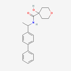 molecular formula C20H23NO3 B7660806 4-hydroxy-N-[1-(4-phenylphenyl)ethyl]oxane-4-carboxamide 