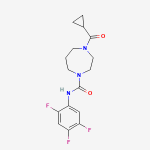 molecular formula C16H18F3N3O2 B7660827 4-(cyclopropanecarbonyl)-N-(2,4,5-trifluorophenyl)-1,4-diazepane-1-carboxamide 