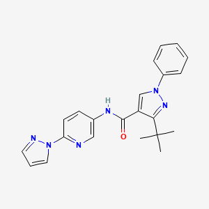 molecular formula C22H22N6O B7660832 3-tert-butyl-1-phenyl-N-(6-pyrazol-1-ylpyridin-3-yl)pyrazole-4-carboxamide 