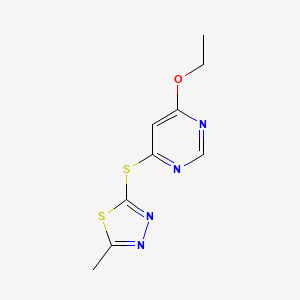 molecular formula C9H10N4OS2 B7660893 2-(6-Ethoxypyrimidin-4-yl)sulfanyl-5-methyl-1,3,4-thiadiazole 