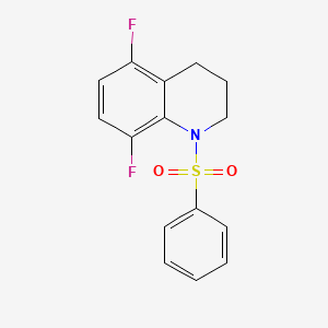 molecular formula C15H13F2NO2S B7660895 1-(benzenesulfonyl)-5,8-difluoro-3,4-dihydro-2H-quinoline 