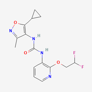 molecular formula C15H16F2N4O3 B7660980 1-(5-Cyclopropyl-3-methyl-1,2-oxazol-4-yl)-3-[2-(2,2-difluoroethoxy)pyridin-3-yl]urea 