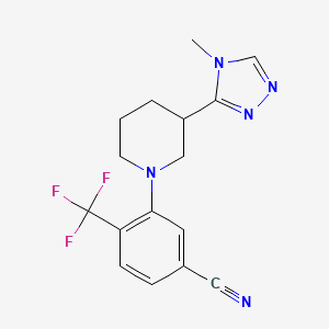 molecular formula C16H16F3N5 B7660993 3-[3-(4-Methyl-1,2,4-triazol-3-yl)piperidin-1-yl]-4-(trifluoromethyl)benzonitrile 