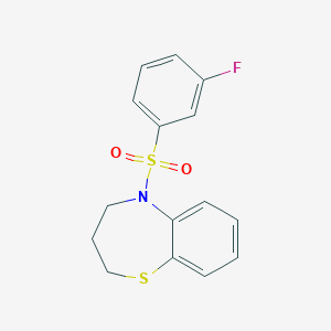 molecular formula C15H14FNO2S2 B7661067 5-(3-fluorophenyl)sulfonyl-3,4-dihydro-2H-1,5-benzothiazepine 