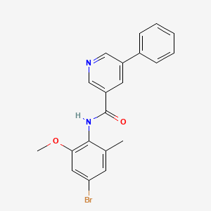 molecular formula C20H17BrN2O2 B7661091 N-(4-bromo-2-methoxy-6-methylphenyl)-5-phenylpyridine-3-carboxamide 