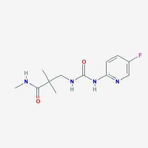 molecular formula C12H17FN4O2 B7661154 3-[(5-fluoropyridin-2-yl)carbamoylamino]-N,2,2-trimethylpropanamide 