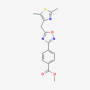 molecular formula C16H15N3O3S B7661159 Methyl 4-[5-[(2,5-dimethyl-1,3-thiazol-4-yl)methyl]-1,2,4-oxadiazol-3-yl]benzoate 