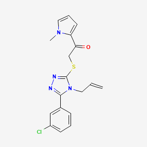 molecular formula C18H17ClN4OS B7661183 2-[[5-(3-Chlorophenyl)-4-prop-2-enyl-1,2,4-triazol-3-yl]sulfanyl]-1-(1-methylpyrrol-2-yl)ethanone 