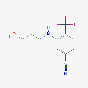 molecular formula C12H13F3N2O B7661199 3-[(3-Hydroxy-2-methylpropyl)amino]-4-(trifluoromethyl)benzonitrile 