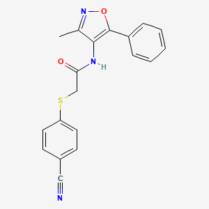 2-(4-cyanophenyl)sulfanyl-N-(3-methyl-5-phenyl-1,2-oxazol-4-yl)acetamide