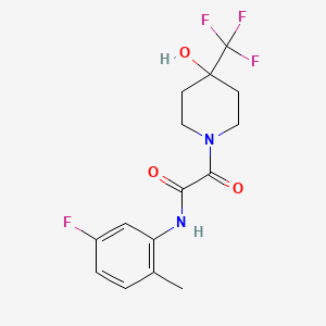 molecular formula C15H16F4N2O3 B7661245 N-(5-fluoro-2-methylphenyl)-2-[4-hydroxy-4-(trifluoromethyl)piperidin-1-yl]-2-oxoacetamide 