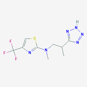 molecular formula C9H11F3N6S B7661277 N-methyl-N-[2-(2H-tetrazol-5-yl)propyl]-4-(trifluoromethyl)-1,3-thiazol-2-amine 