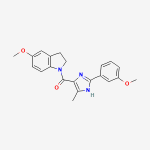 molecular formula C21H21N3O3 B7661287 (5-methoxy-2,3-dihydroindol-1-yl)-[2-(3-methoxyphenyl)-5-methyl-1H-imidazol-4-yl]methanone 