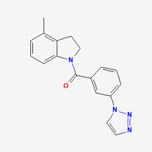 molecular formula C18H16N4O B7661295 (4-Methyl-2,3-dihydroindol-1-yl)-[3-(triazol-1-yl)phenyl]methanone 