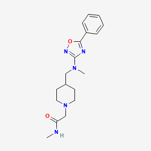 molecular formula C18H25N5O2 B7661307 N-methyl-2-[4-[[methyl-(5-phenyl-1,2,4-oxadiazol-3-yl)amino]methyl]piperidin-1-yl]acetamide 