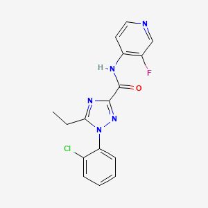 molecular formula C16H13ClFN5O B7661333 1-(2-chlorophenyl)-5-ethyl-N-(3-fluoropyridin-4-yl)-1,2,4-triazole-3-carboxamide 