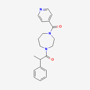 molecular formula C20H23N3O2 B7661340 2-Phenyl-1-[4-(pyridine-4-carbonyl)-1,4-diazepan-1-yl]propan-1-one 