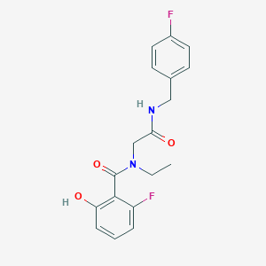 N-ethyl-2-fluoro-N-[2-[(4-fluorophenyl)methylamino]-2-oxoethyl]-6-hydroxybenzamide