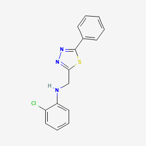 molecular formula C15H12ClN3S B7661424 2-chloro-N-[(5-phenyl-1,3,4-thiadiazol-2-yl)methyl]aniline 