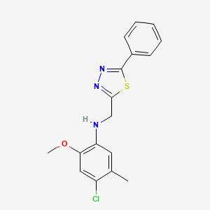 molecular formula C17H16ClN3OS B7661445 4-chloro-2-methoxy-5-methyl-N-[(5-phenyl-1,3,4-thiadiazol-2-yl)methyl]aniline 