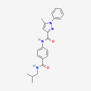 molecular formula C22H24N4O2 B7661457 5-methyl-N-[4-(2-methylpropylcarbamoyl)phenyl]-1-phenylpyrazole-3-carboxamide 