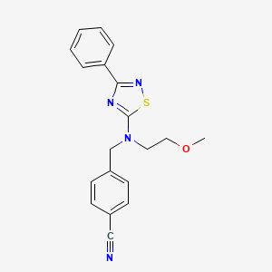 molecular formula C19H18N4OS B7661461 4-[[2-Methoxyethyl-(3-phenyl-1,2,4-thiadiazol-5-yl)amino]methyl]benzonitrile 