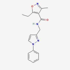 5-ethyl-3-methyl-N-[(1-phenylpyrazol-3-yl)methyl]-1,2-oxazole-4-carboxamide