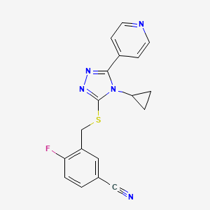 3-[(4-Cyclopropyl-5-pyridin-4-yl-1,2,4-triazol-3-yl)sulfanylmethyl]-4-fluorobenzonitrile