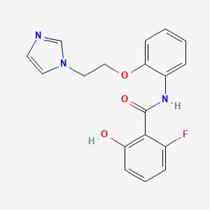 molecular formula C18H16FN3O3 B7661526 2-fluoro-6-hydroxy-N-[2-(2-imidazol-1-ylethoxy)phenyl]benzamide 