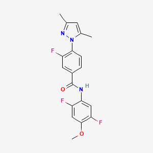 molecular formula C19H16F3N3O2 B7661560 N-(2,5-difluoro-4-methoxyphenyl)-4-(3,5-dimethylpyrazol-1-yl)-3-fluorobenzamide 