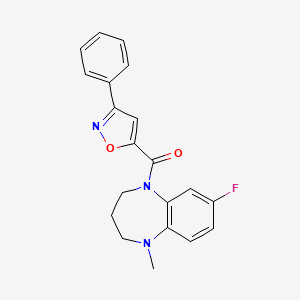 molecular formula C20H18FN3O2 B7661569 (7-fluoro-1-methyl-3,4-dihydro-2H-1,5-benzodiazepin-5-yl)-(3-phenyl-1,2-oxazol-5-yl)methanone 