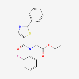 ethyl 2-(2-fluoro-N-(2-phenyl-1,3-thiazole-5-carbonyl)anilino)acetate