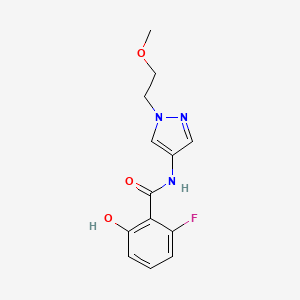 molecular formula C13H14FN3O3 B7661645 2-fluoro-6-hydroxy-N-[1-(2-methoxyethyl)pyrazol-4-yl]benzamide 