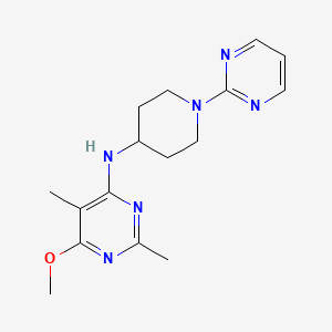 molecular formula C16H22N6O B7661676 6-methoxy-2,5-dimethyl-N-(1-pyrimidin-2-ylpiperidin-4-yl)pyrimidin-4-amine 