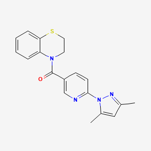 molecular formula C19H18N4OS B7661692 2,3-Dihydro-1,4-benzothiazin-4-yl-[6-(3,5-dimethylpyrazol-1-yl)pyridin-3-yl]methanone 