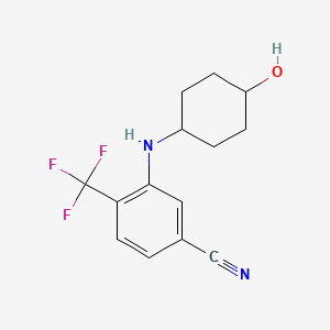 molecular formula C14H15F3N2O B7661764 3-[(4-Hydroxycyclohexyl)amino]-4-(trifluoromethyl)benzonitrile 