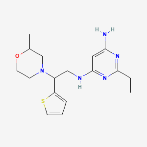 molecular formula C17H25N5OS B7661776 2-ethyl-4-N-[2-(2-methylmorpholin-4-yl)-2-thiophen-2-ylethyl]pyrimidine-4,6-diamine 