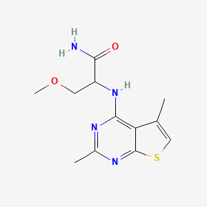 molecular formula C12H16N4O2S B7661812 2-[(2,5-Dimethylthieno[2,3-d]pyrimidin-4-yl)amino]-3-methoxypropanamide 