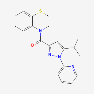 molecular formula C20H20N4OS B7661855 2,3-Dihydro-1,4-benzothiazin-4-yl-(5-propan-2-yl-1-pyridin-2-ylpyrazol-3-yl)methanone 