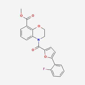 molecular formula C21H16FNO5 B7661884 Methyl 4-[5-(2-fluorophenyl)furan-2-carbonyl]-2,3-dihydro-1,4-benzoxazine-8-carboxylate 