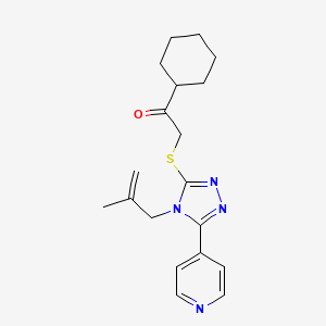 molecular formula C19H24N4OS B7662025 1-Cyclohexyl-2-[[4-(2-methylprop-2-enyl)-5-pyridin-4-yl-1,2,4-triazol-3-yl]sulfanyl]ethanone 