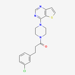 molecular formula C19H19ClN4OS B7662026 3-(3-Chlorophenyl)-1-(4-thieno[3,2-d]pyrimidin-4-ylpiperazin-1-yl)propan-1-one 