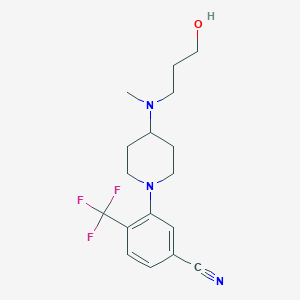 molecular formula C17H22F3N3O B7662063 3-[4-[3-Hydroxypropyl(methyl)amino]piperidin-1-yl]-4-(trifluoromethyl)benzonitrile 